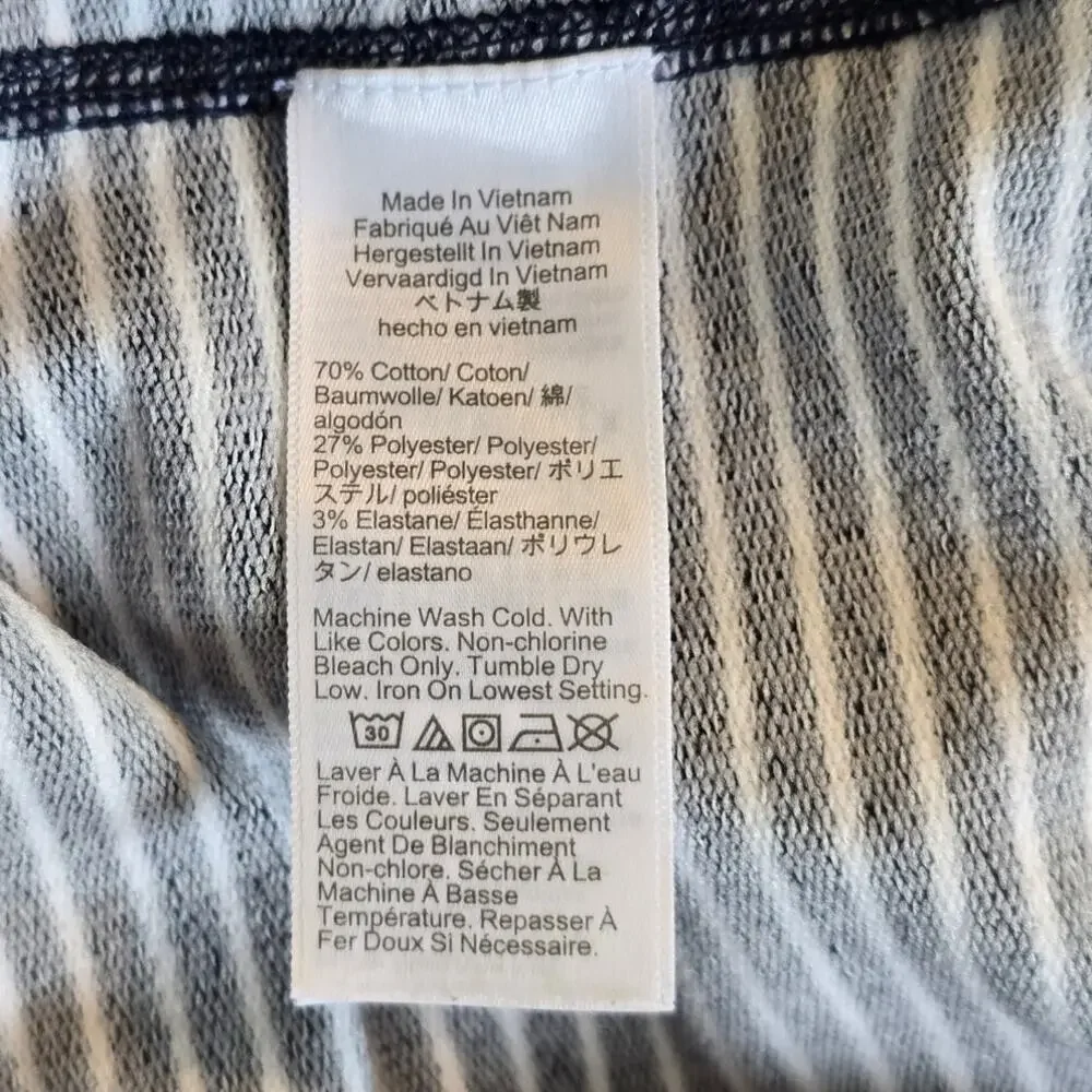 J.Crew Striped Half Zip Performance Top Blue White Pullover Size L